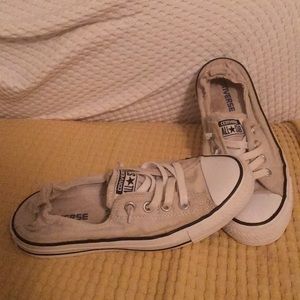 Grey white Women’s Size 7.5 converse slip on